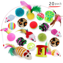 Wholesale Hot Selling Interactive Feather Toy Fluffy Mouse,Tumble Cage Mice,Balls Bells 20pcs Cat Toys Set